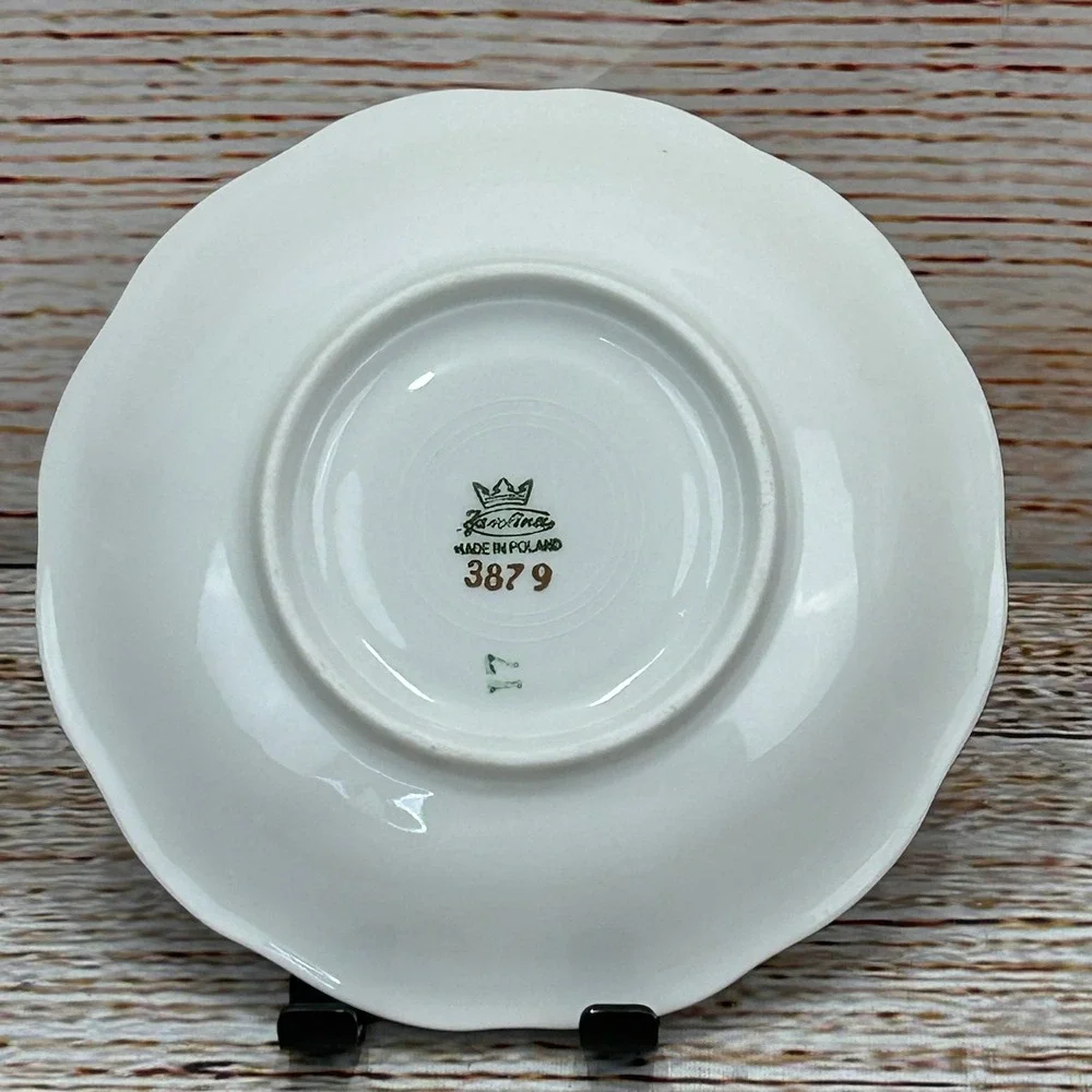 Favolina Karolina Jarolina Poland 3879 Saucer‎ Silver Scalloped Floral 12